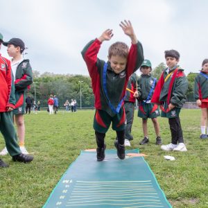 Students on a long jump