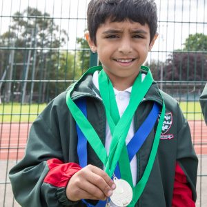Student with his medals